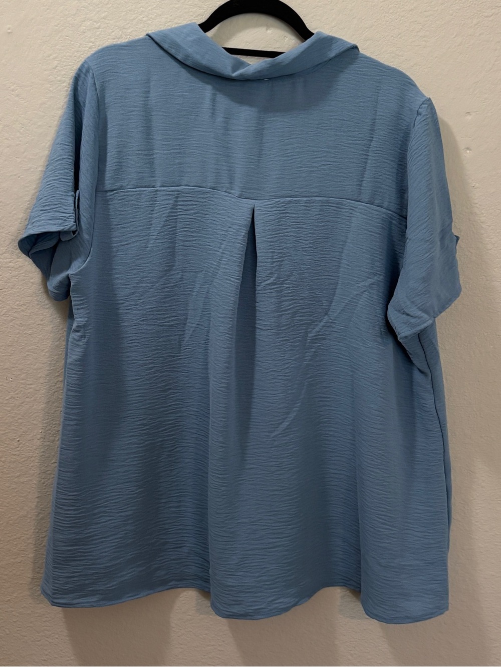 NAIF Light Blue Crochet Shoulder Button Front Blouse Size 2X - Picture 2 of 5